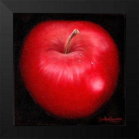 Red Apple Black Modern Wood Framed Art Print by Arenas, Nelly