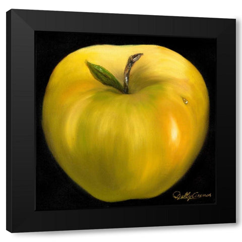 Yellow Apple Black Modern Wood Framed Art Print with Double Matting by Arenas, Nelly