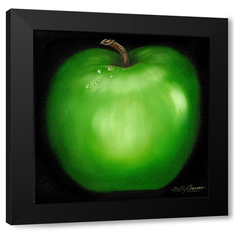 Green Apple Black Modern Wood Framed Art Print with Double Matting by Arenas, Nelly