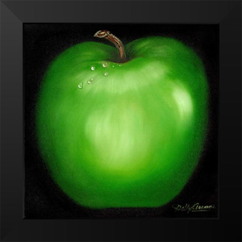 Green Apple Black Modern Wood Framed Art Print by Arenas, Nelly