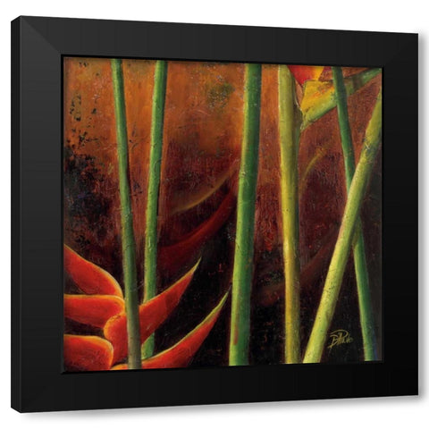 Heliconias En Naranja I Black Modern Wood Framed Art Print with Double Matting by Pinto, Patricia
