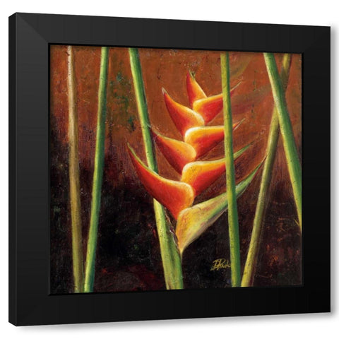 Heliconias En Naranja II Black Modern Wood Framed Art Print with Double Matting by Pinto, Patricia