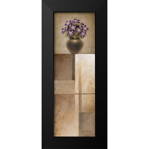 Floral Motif I Black Modern Wood Framed Art Print by Marcon, Michael