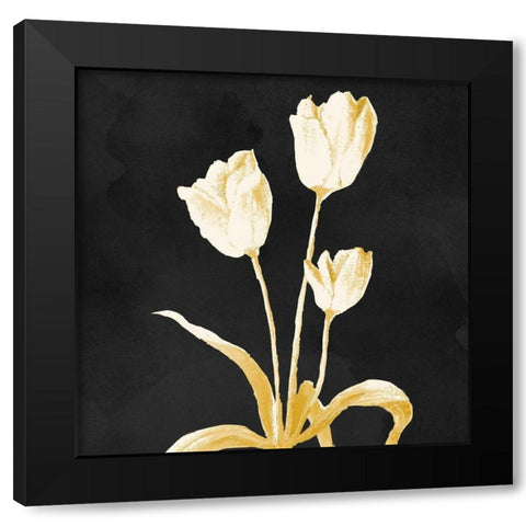 Yellow Stillness on Black Black Modern Wood Framed Art Print by Marcon, Michael