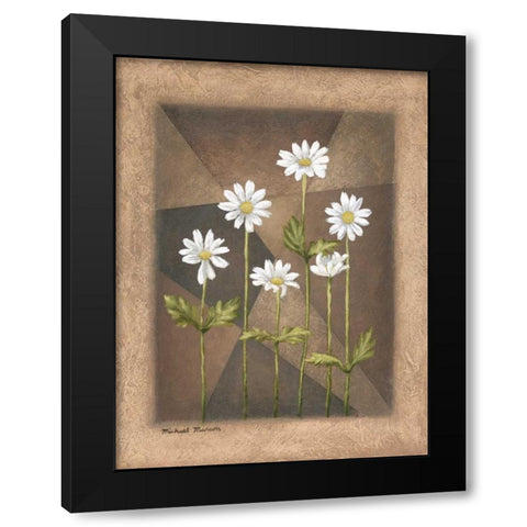 White Daisies Black Modern Wood Framed Art Print by Marcon, Michael