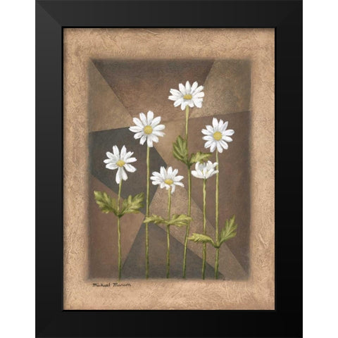 White Daisies Black Modern Wood Framed Art Print by Marcon, Michael