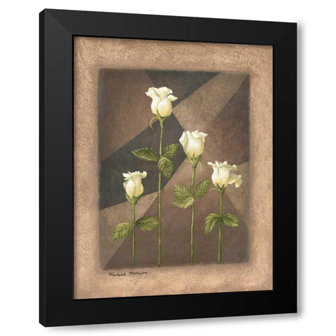 Yellow Roses Black Modern Wood Framed Art Print by Marcon, Michael