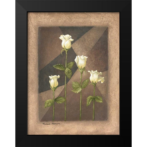 Yellow Roses Black Modern Wood Framed Art Print by Marcon, Michael
