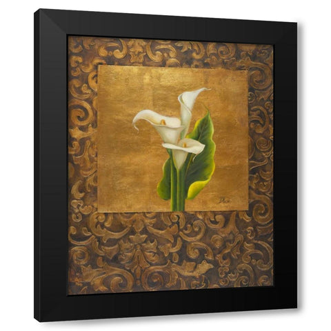Calla Lily with Arabesque I Black Modern Wood Framed Art Print by Pinto, Patricia