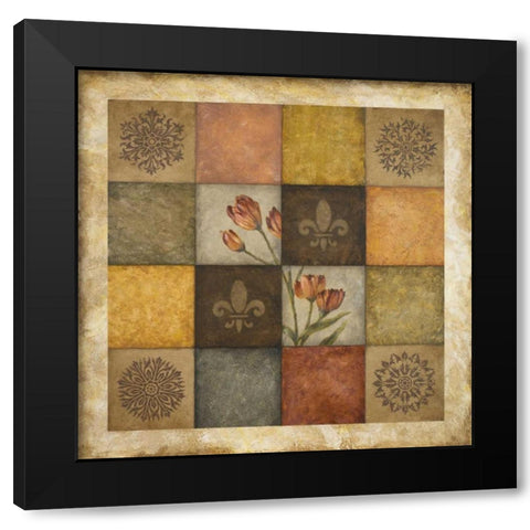 Color Swatch Blossom II Black Modern Wood Framed Art Print with Double Matting by Marcon, Michael
