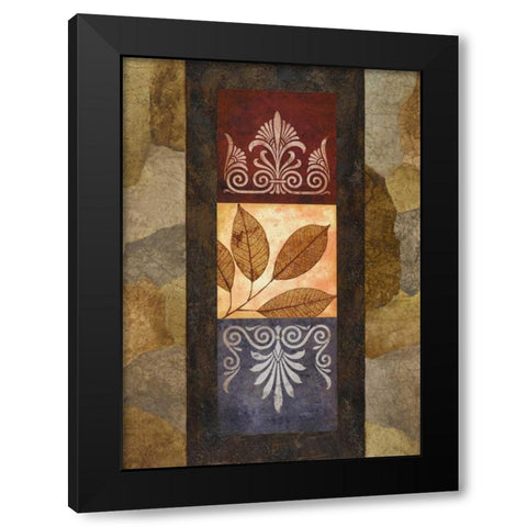 Golden Leaves I Black Modern Wood Framed Art Print by Marcon, Michael