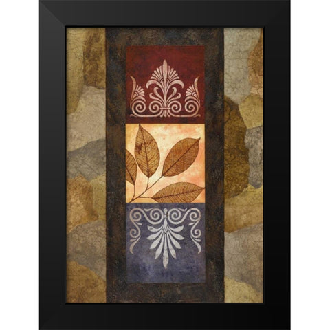 Golden Leaves I Black Modern Wood Framed Art Print by Marcon, Michael
