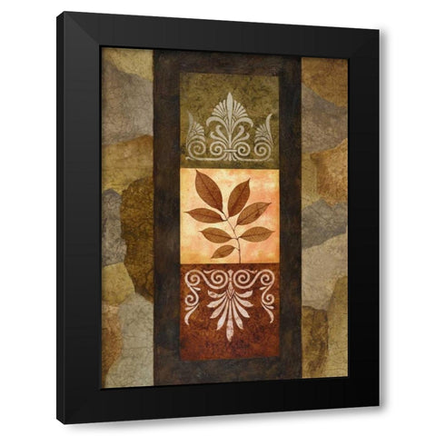 Golden Leaves II Black Modern Wood Framed Art Print with Double Matting by Marcon, Michael