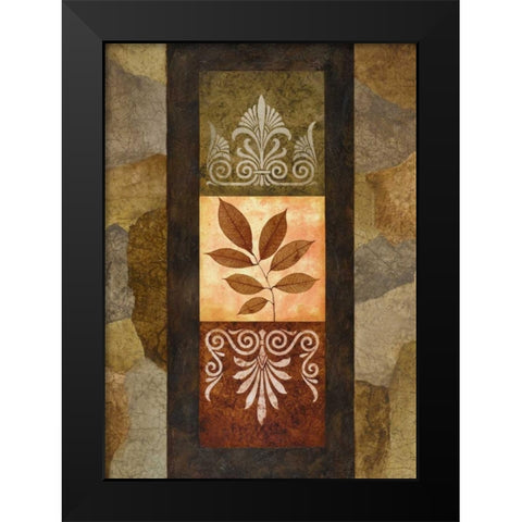 Golden Leaves II Black Modern Wood Framed Art Print by Marcon, Michael