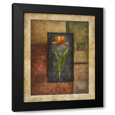 Orange Tulip Black Modern Wood Framed Art Print with Double Matting by Marcon, Michael