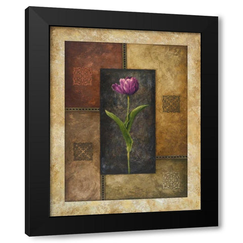 Violet Tulip Black Modern Wood Framed Art Print by Marcon, Michael