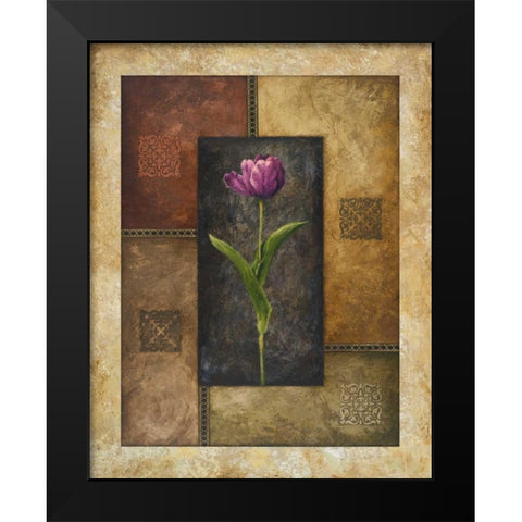 Violet Tulip Black Modern Wood Framed Art Print by Marcon, Michael
