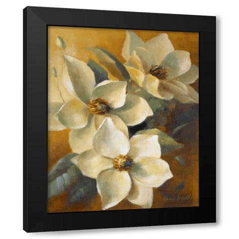 Magnolias Aglow at Sunset II Black Modern Wood Framed Art Print by Loreth, Lanie