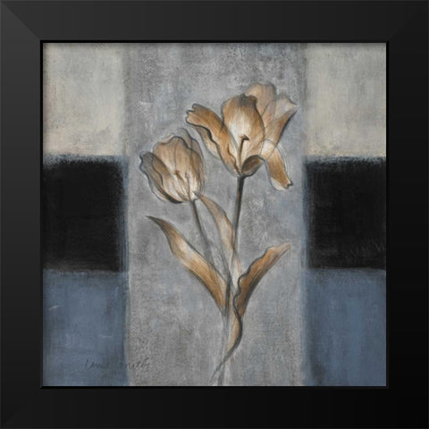Tulips in Blue II Black Modern Wood Framed Art Print by Loreth, Lanie