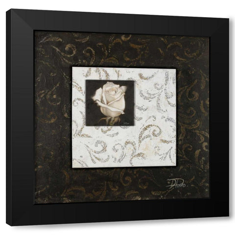 Ornaments and Rose I Black Modern Wood Framed Art Print by Pinto, Patricia