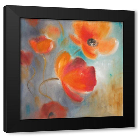 Scarlet Poppies in Bloom I Black Modern Wood Framed Art Print with Double Matting by Loreth, Lanie