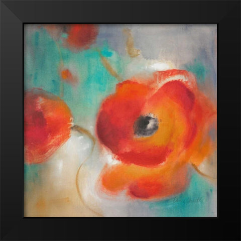Scarlet Poppies in Bloom II Black Modern Wood Framed Art Print by Loreth, Lanie