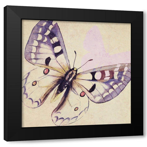 Lavender Butterfly on Cream Black Modern Wood Framed Art Print by Pinto, Patricia