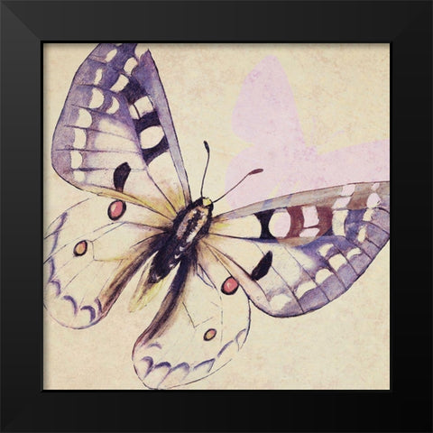 Lavender Butterfly on Cream Black Modern Wood Framed Art Print by Pinto, Patricia