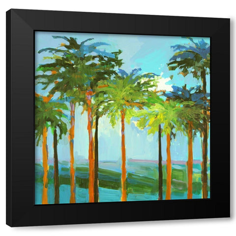 Sunny Palm Trees Black Modern Wood Framed Art Print with Double Matting by Slivka, Jane