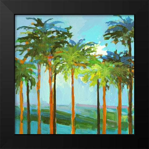 Sunny Palm Trees Black Modern Wood Framed Art Print by Slivka, Jane