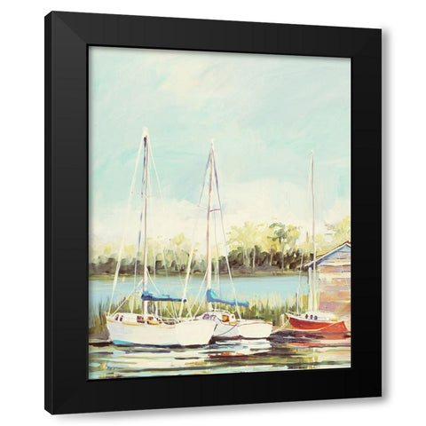 Sail Harbor Black Modern Wood Framed Art Print by Slivka, Jane