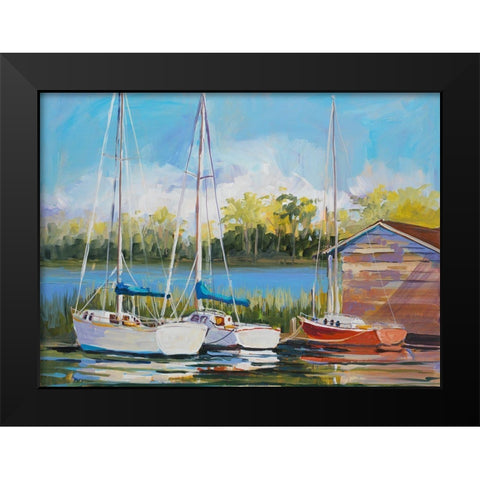 Boats Black Modern Wood Framed Art Print by Slivka, Jane