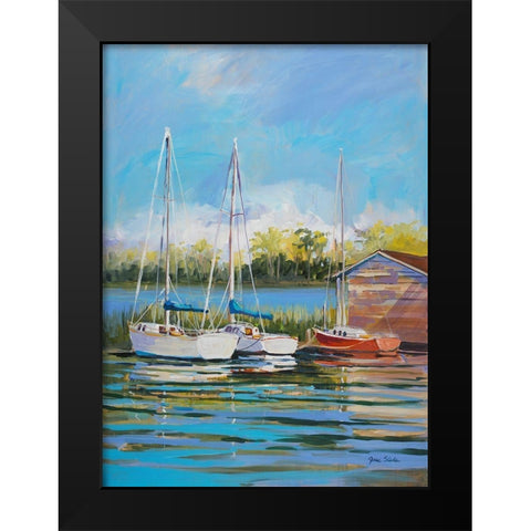 Boats Black Modern Wood Framed Art Print by Slivka, Jane