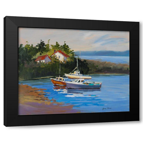Sail Boats Black Modern Wood Framed Art Print by Slivka, Jane