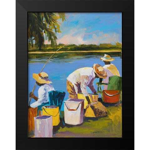 Fishing I Black Modern Wood Framed Art Print by Slivka, Jane