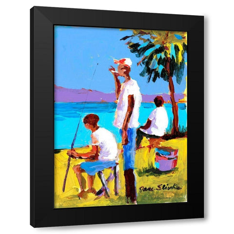 Fishing IV Black Modern Wood Framed Art Print with Double Matting by Slivka, Jane