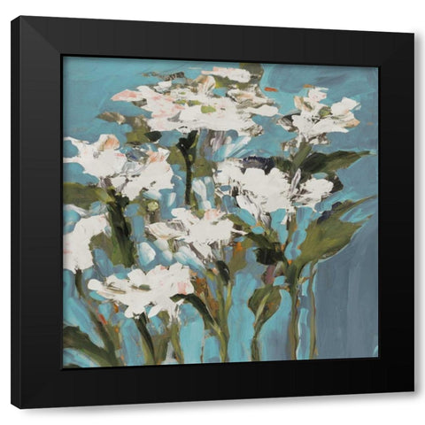 Wild Flowers on Blue I Black Modern Wood Framed Art Print by Slivka, Jane