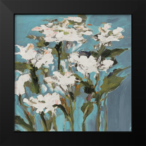 Wild Flowers on Blue I Black Modern Wood Framed Art Print by Slivka, Jane