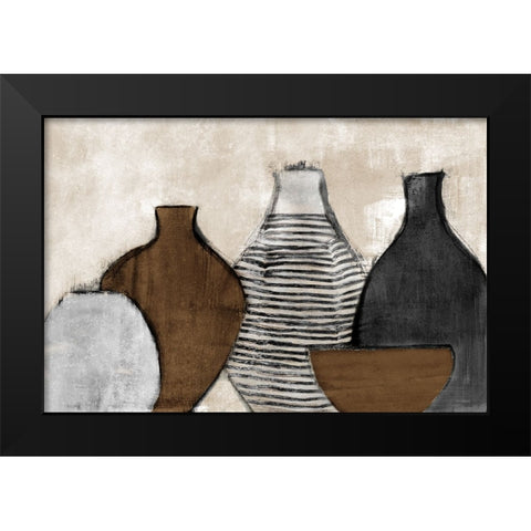 Neutral Gathered Glass Black Modern Wood Framed Art Print by Loreth, Lanie