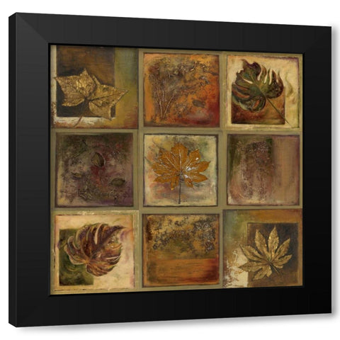Leaf Square II Black Modern Wood Framed Art Print with Double Matting by Pinto, Patricia