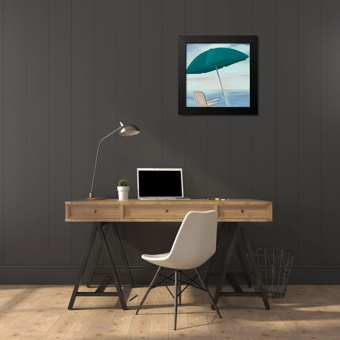 Umbrella By the Shore I Black Modern Wood Framed Art Print by Rhyan, Vivien