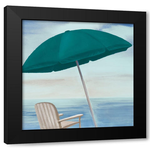 Umbrella By the Shore I Black Modern Wood Framed Art Print by Rhyan, Vivien