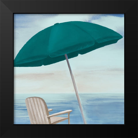 Umbrella By the Shore I Black Modern Wood Framed Art Print by Rhyan, Vivien