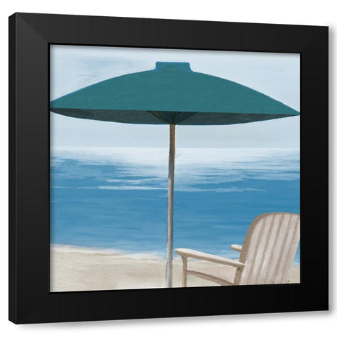 Umbrella By the Shore II Black Modern Wood Framed Art Print with Double Matting by Rhyan, Vivien