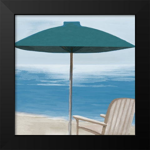 Umbrella By the Shore II Black Modern Wood Framed Art Print by Rhyan, Vivien