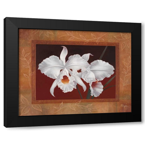 White Orchids Black Modern Wood Framed Art Print by Rhyan, Vivien