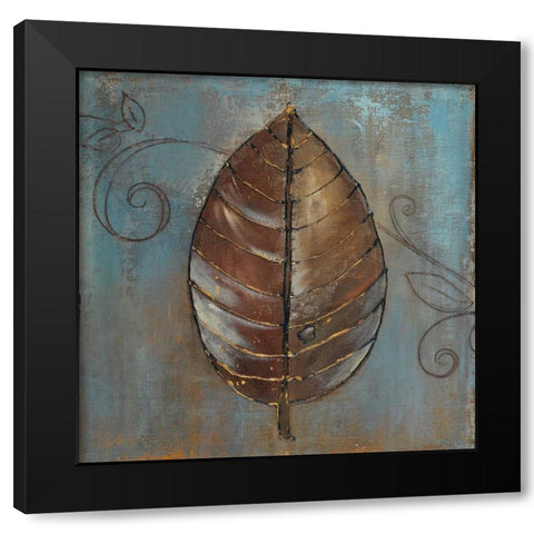 New Leaf V Black Modern Wood Framed Art Print with Double Matting by Pinto, Patricia