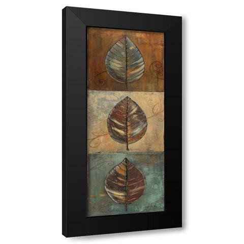 New Leaf Panel II - Vertical Black Modern Wood Framed Art Print with Double Matting by Pinto, Patricia