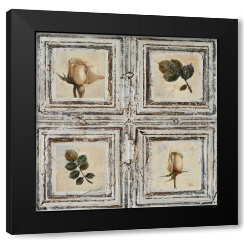 Flowers and Leaves I Black Modern Wood Framed Art Print with Double Matting by Pinto, Patricia