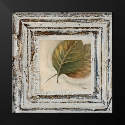 Flowers and Leaves Square VIII Black Modern Wood Framed Art Print by Pinto, Patricia
